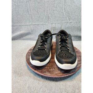 RYKA Astrid Black Mesh Athletic Sneakers With Holographic Heel Accent